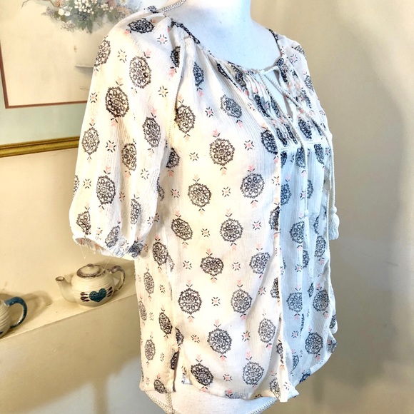 Mudd Boho Peasant Top SS Jrs Size L Multi - Picture 2 of 8